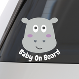 Die Cut Vinyl Multi Color Hippo Baby On Board Car / Truck / Window Decal - Get Decaled