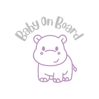 Hippo Baby On Board Waterproof Die Cut Vinyl Car Decal
