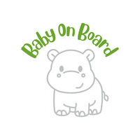 Hippo Baby On Board Waterproof Die Cut Vinyl Car Decal