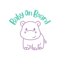 Hippo Baby On Board Waterproof Die Cut Vinyl Car Decal
