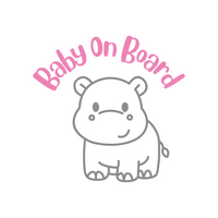 Hippo Baby On Board Waterproof Die Cut Vinyl Car Decal