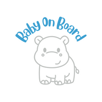 Hippo Baby On Board Waterproof Die Cut Vinyl Car Decal