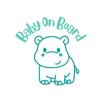 Hippo Baby On Board Waterproof Die Cut Vinyl Car Decal