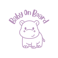 Hippo Baby On Board Waterproof Die Cut Vinyl Car Decal