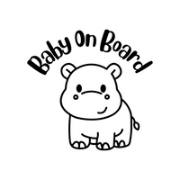 Hippo Baby On Board Waterproof Die Cut Vinyl Car Decal