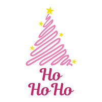 Die Cut Vinyl "Ho Ho Ho" Line Art Tree Christmas Themed Decal