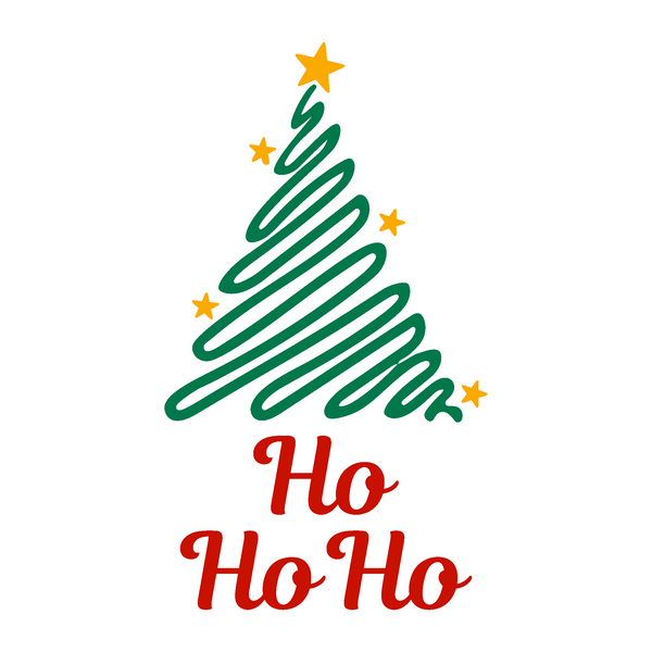 Die Cut Vinyl "Ho Ho Ho" Line Art Tree Christmas Themed Decal