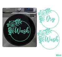 Die Cut Vinyl Rose Wreath Wash & Dry Decal Pack - Waterproof Vinyl Washer and Dryer Decals