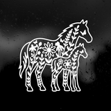 Die Cut Vinyl Decal - Horse Family Foliage