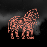 Die Cut Vinyl Decal - Horse Family Foliage