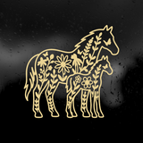 Die Cut Vinyl Decal - Horse Family Foliage