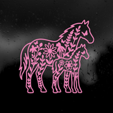 Die Cut Vinyl Decal - Horse Family Foliage