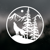 Custom Wolf Howling Outdoor Scene Die Cut Vinyl Decal