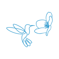 Humming Bird With Flower Line Art Decal - Waterproof Die Cut Vinyl Decal