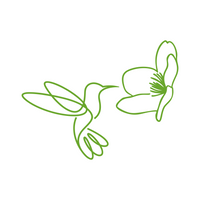 Humming Bird With Flower Line Art Decal - Waterproof Die Cut Vinyl Decal
