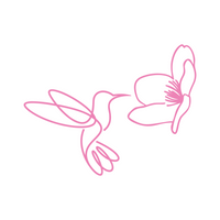 Humming Bird With Flower Line Art Decal - Waterproof Die Cut Vinyl Decal