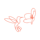 Humming Bird With Flower Line Art Decal - Waterproof Die Cut Vinyl Decal