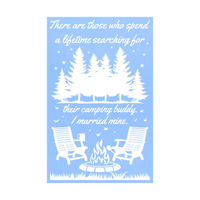 Die Cut Vinyl Camper Door Decal "Camping Buddy" - Waterproof vinyl camper decal