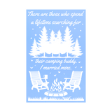 Die Cut Vinyl Camper Door Decal "Camping Buddy" - Waterproof vinyl camper decal
