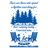 Die Cut Vinyl Camper Quote Door Decal "Camping Buddy"