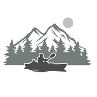 Die Cut Vinyl Outdoor Kayak Scene Decal - Waterproof Vinyl Camper / Vehicle / Window Decal