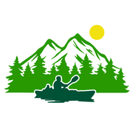 Die Cut Vinyl Outdoor Kayak Scene Decal - Waterproof Vinyl Camper / Vehicle / Window Decal