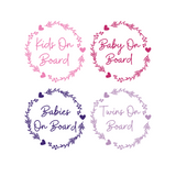 Die Cut Vinyl Line Art Heart Wreath Kid / Baby  On Board Decal - Get Decaled