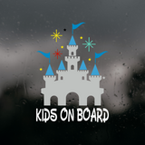 Waterproof Die Cut Vinyl Castle "Kids On Board" Decal - Vehicle Decal / Window Decal