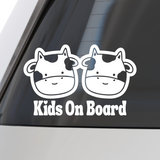 Die Cut Vinyl "Kids On Board" Cow Themed Decal For Cars, Trucks, Outdoor Rear Windshields - Get Decaled