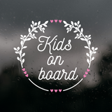 Kids On Board Wreath Waterproof Vinyl Baby On Board Decal