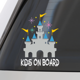 Waterproof Die Cut Vinyl Castle "Kids On Board" Decal - Vehicle Decal / Window Decal - Get Decaled