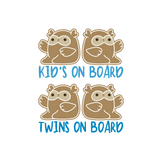 Die Cut Vinyl Owl 'Kids' or 'Twins' On Board Decal