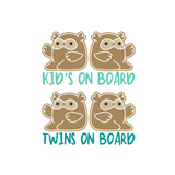 Die Cut Vinyl Owl 'Kids' or 'Twins' On Board Decal