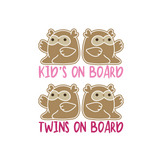 Die Cut Vinyl Owl 'Kids' or 'Twins' On Board Decal