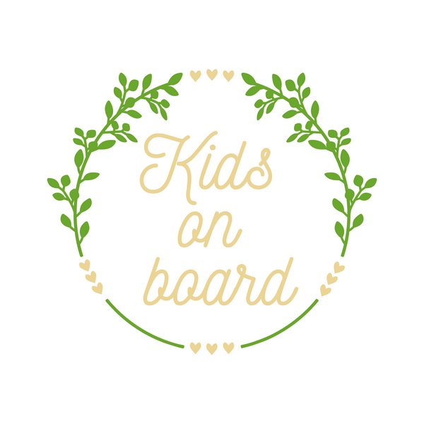 Kids On Board Wreath Waterproof Vinyl Baby On Board Decal