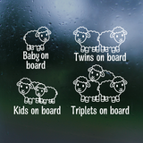 Set of white sheep illustrations with text on a dark background