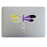 Non Binary Pride Waterproof Dragonfly Sticker Decal