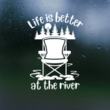 life is better by the river decal by get decaled, decal, car decal, truck decal, laptop decal, outdoor decal, custom decal, get decaled