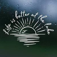 lake decal, car decal, truck decal, lifes better at the lake die cut vinyl decal, decal sticker, decal shop, get decaled, beach decal, sun decal
