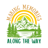Logo with mountain, trees, and sunset with 'Making Memories Along the Way' text.