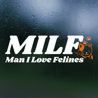 Man I Love Felines Decal Sticker for Car, Laptop, Window, Mirror & More