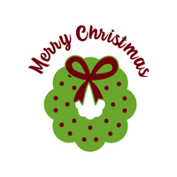 Die Cut Vinyl "Merry Christmas" Wreath Decal Sticker