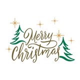 Retro Style Line Art Merry Christmas Decal - Waterproof Die Cut Vinyl Decal