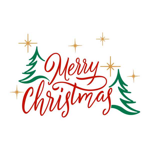 Retro Style Line Art Merry Christmas Decal - Waterproof Die Cut Vinyl Decal
