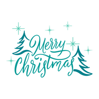 Retro Style Line Art Merry Christmas Decal - Waterproof Die Cut Vinyl Decal
