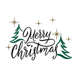 Retro Style Line Art Merry Christmas Decal - Waterproof Die Cut Vinyl Decal