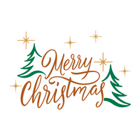 Retro Style Line Art Merry Christmas Decal - Waterproof Die Cut Vinyl Decal