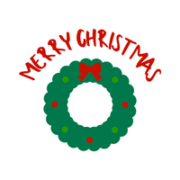 Merry Christmas Holiday Wreath Waterproof Die Cut Vinyl Decal