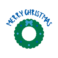 Merry Christmas Holiday Wreath Waterproof Die Cut Vinyl Decal