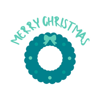 Merry Christmas Holiday Wreath Waterproof Die Cut Vinyl Decal